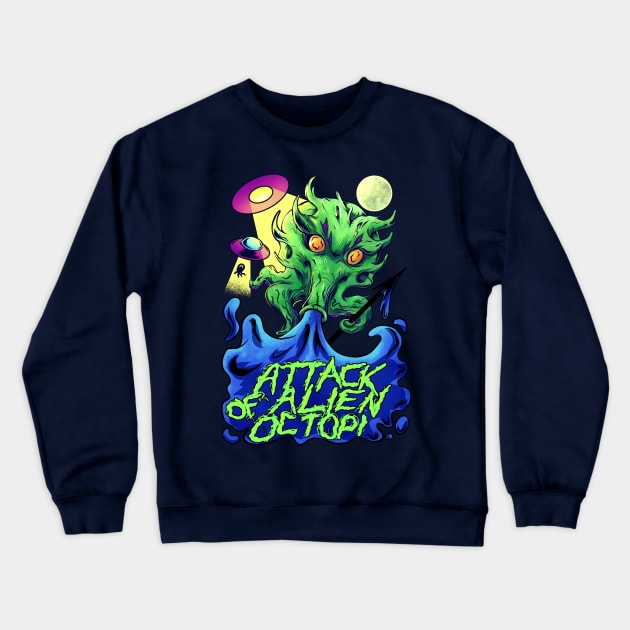 Attack of alien octopi Crewneck Sweatshirt by Thai_Lu